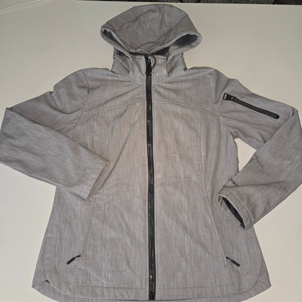 Free Country Womens Softshell Jacket Silver Silk Herringbone Faux Fur Lining M